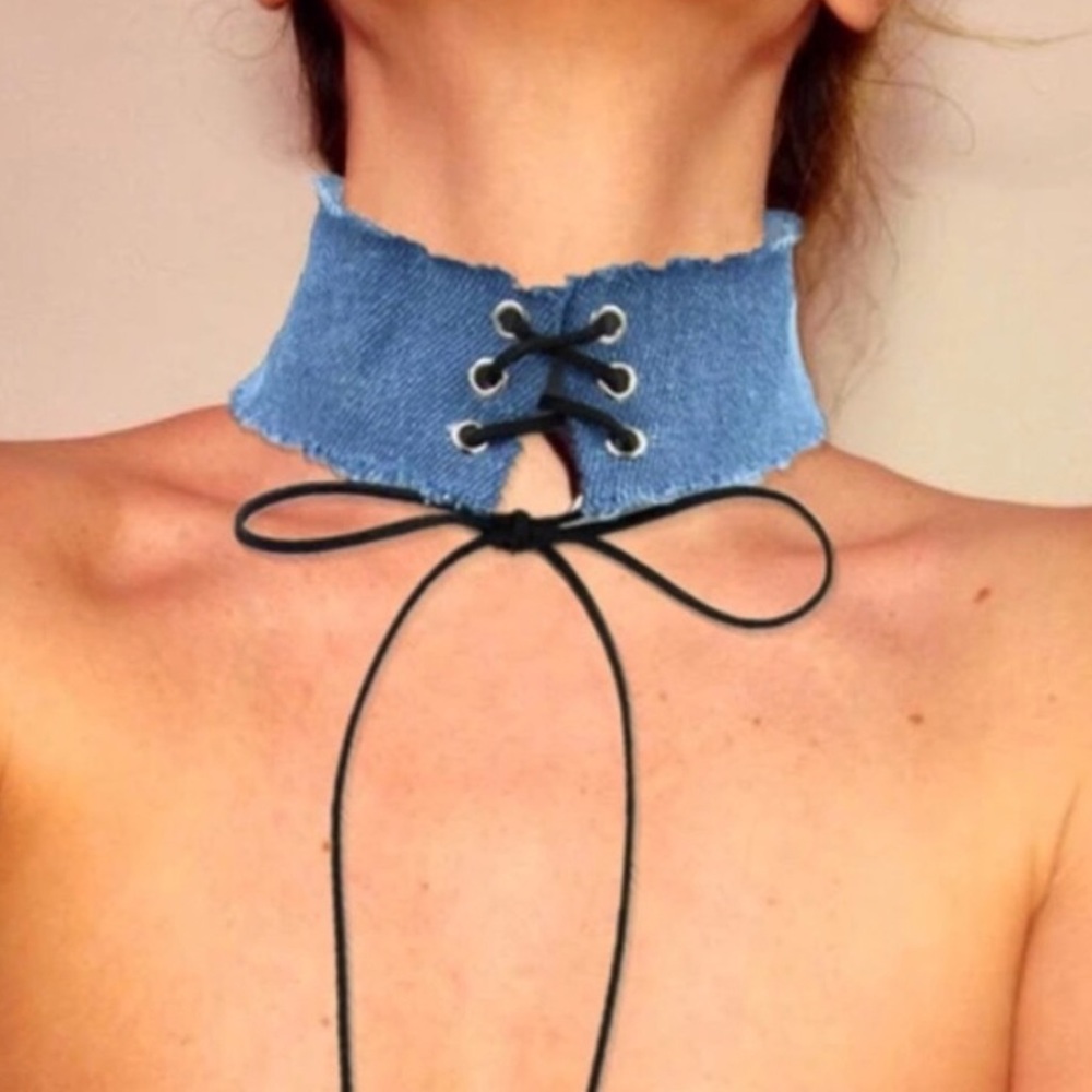 ‼️ 5 for $25 ‼️ DENIM HANDMADE JEAN CHOKER NEW
