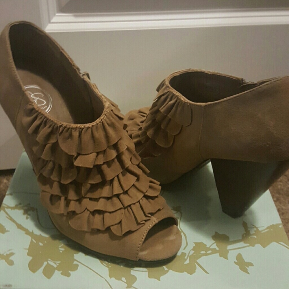 Tan Open Toe Booties