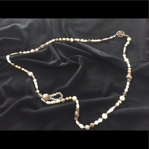 Longer silver and beads necklace