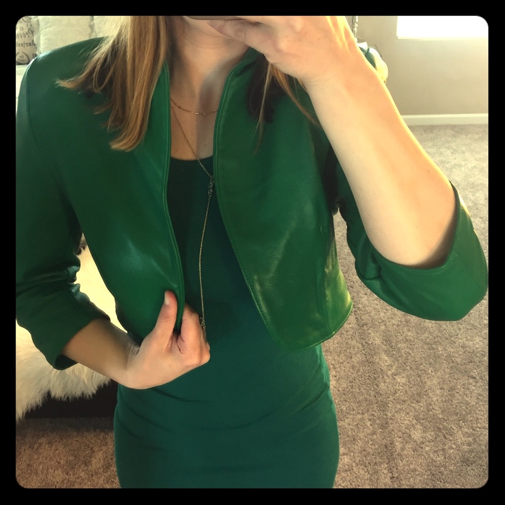 Green leather bolero jacket