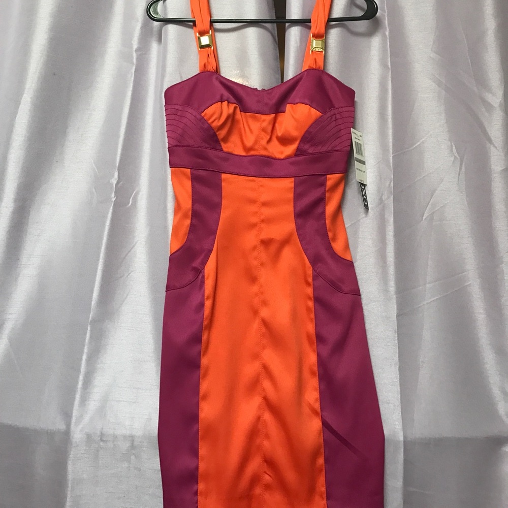 Satin body con bustier type dress