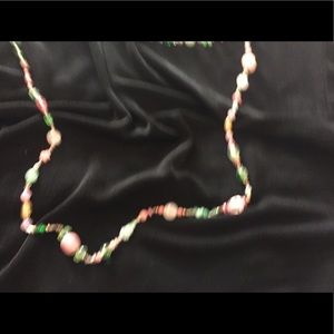 Very beautiful long necklace with pale pink.green