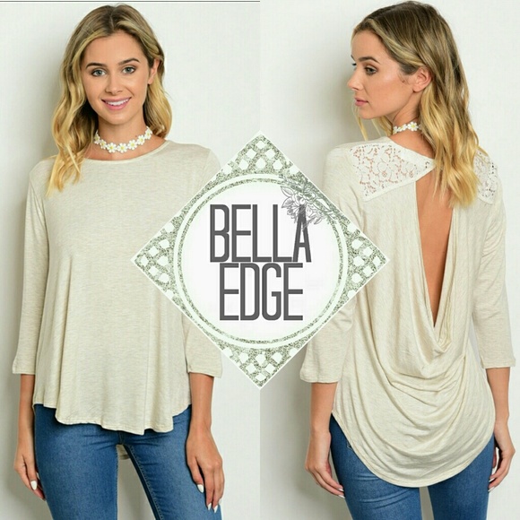 Bella Edge Tops - DANA Cream Ivory Crochet Drape Back Top