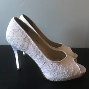 White Lace Bridal Heels
