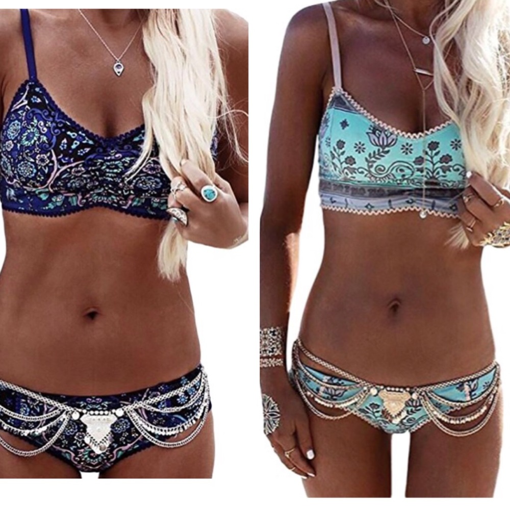 🚨Small Bottoms Only 🚨Boho Blues Bikini - Picture 2 of 5