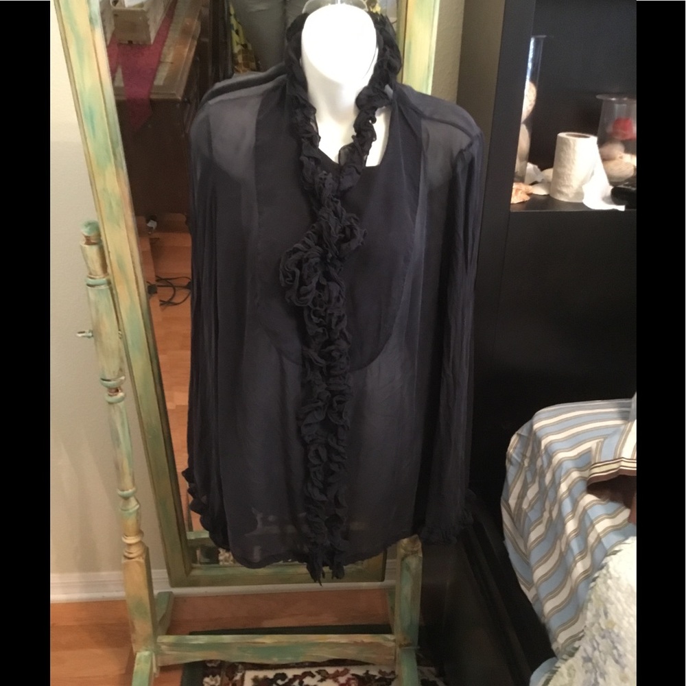 Great for holidays! Silk sheer Tory Burch blouse.