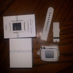 24 hour sale! Pebble smart watch with leather cuff