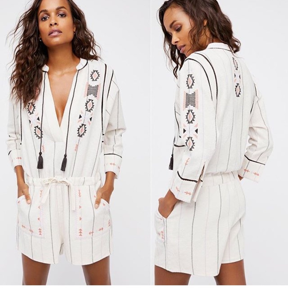 Free people Baja embroidered romper