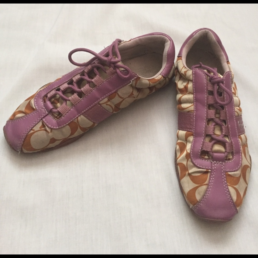 Coach Kirby Purple and Brown Satin Sneakers