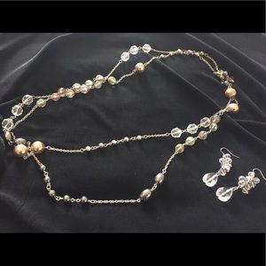 Matching crystal necklace and earrings