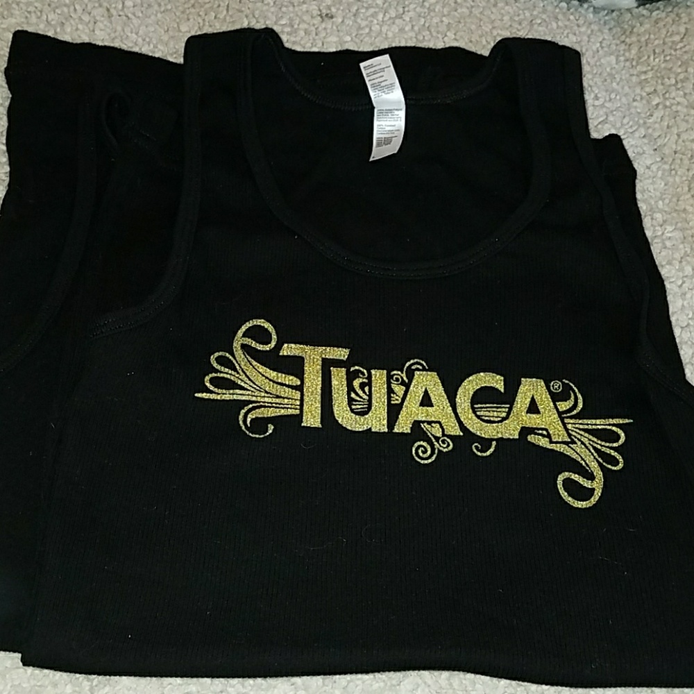 MEDIUM black tank Tuaca with gold