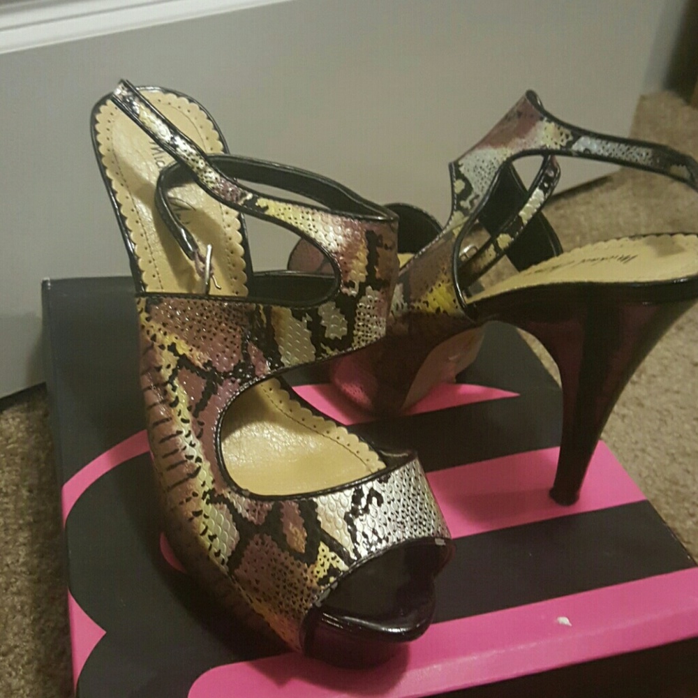 Multi Color Snakeskin Platform Sandal