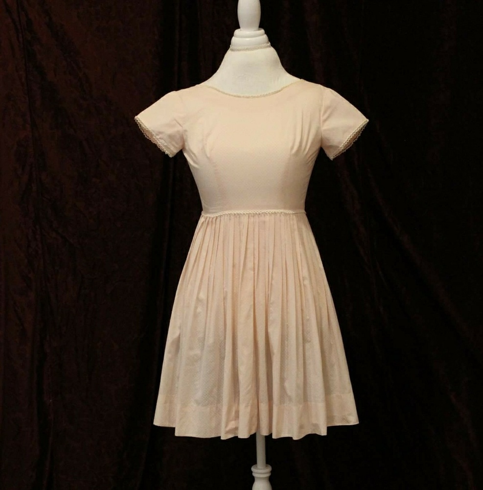 Vintage 1950s Lois Ann Petit pink polka dot dress