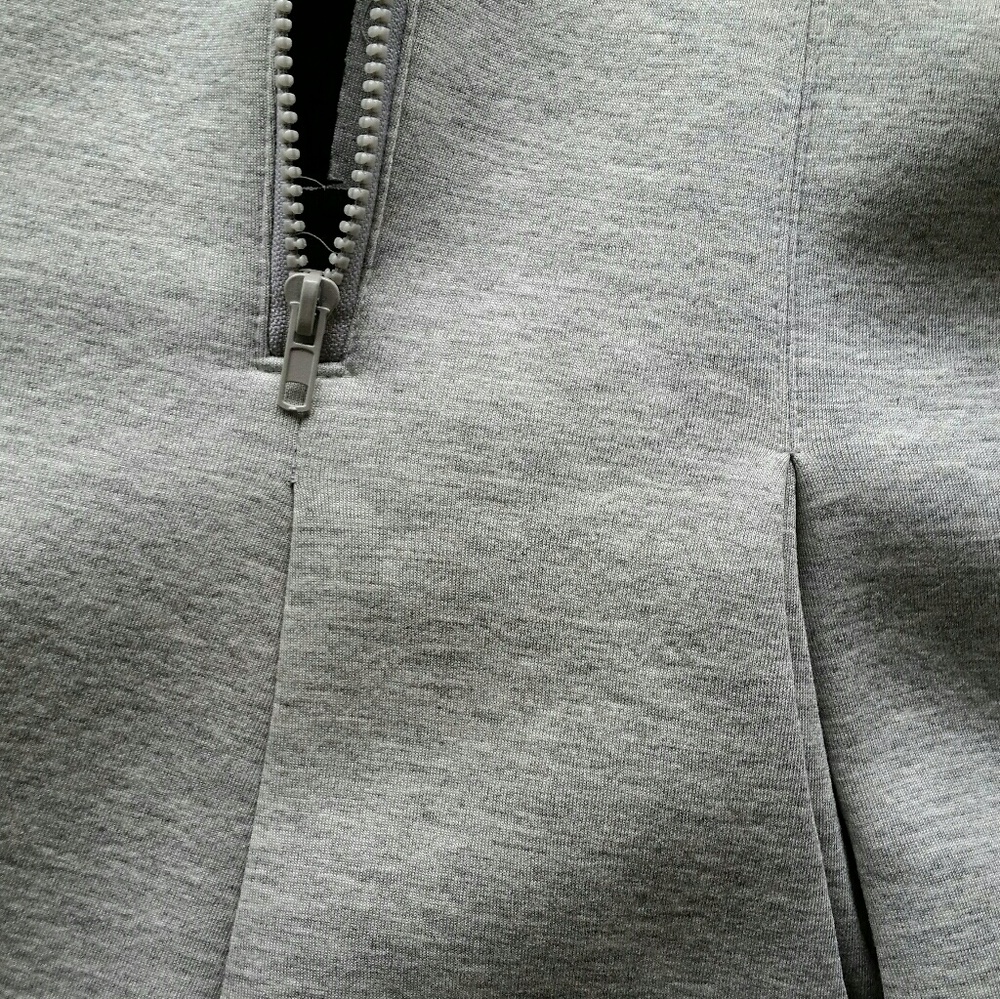 Scuba Zip Up Fit And Flare Dress - Heather Gray - Picture 5 of 6