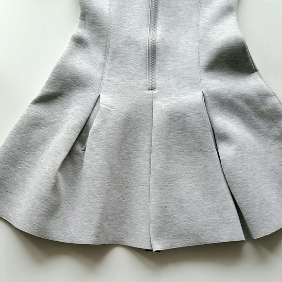 Scuba Zip Up Fit And Flare Dress - Heather Gray - Picture 3 of 6