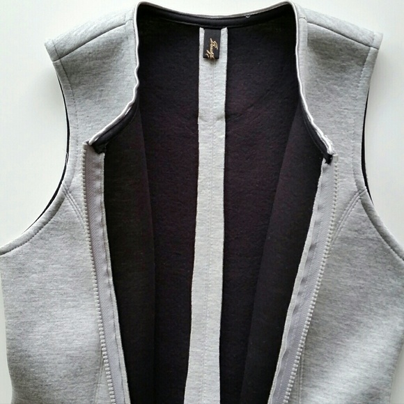 Scuba Zip Up Fit And Flare Dress - Heather Gray - Picture 4 of 6