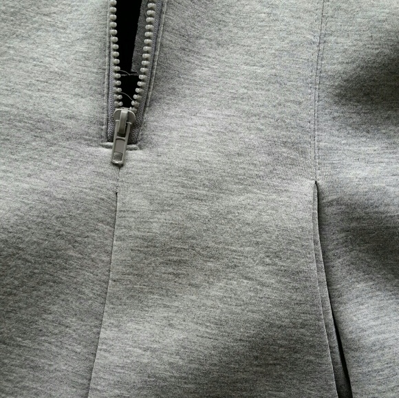 Scuba Zip Up Fit And Flare Dress - Heather Gray - Picture 5 of 6