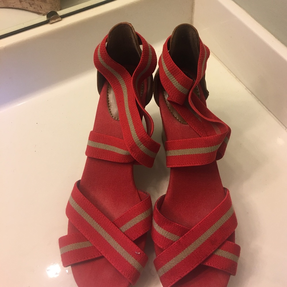 Red and tan Sandals