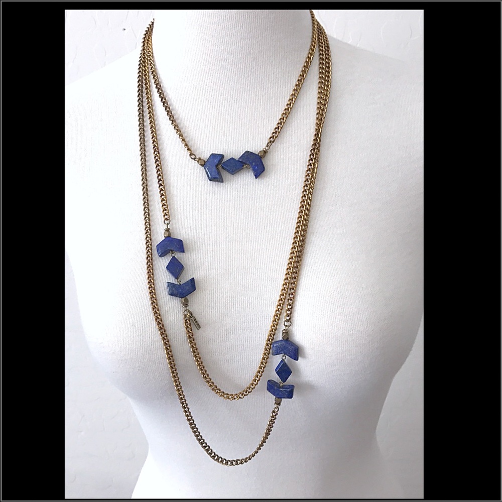 NWOT Vanessa Mooney Rare Gorgeous Lapis Double Wrap Necklace