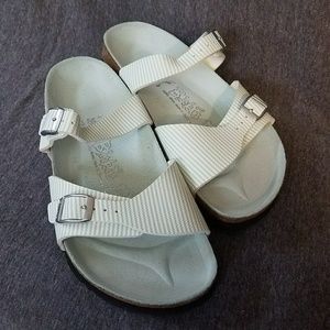 Mint Green Striped Birkenstock Sandals