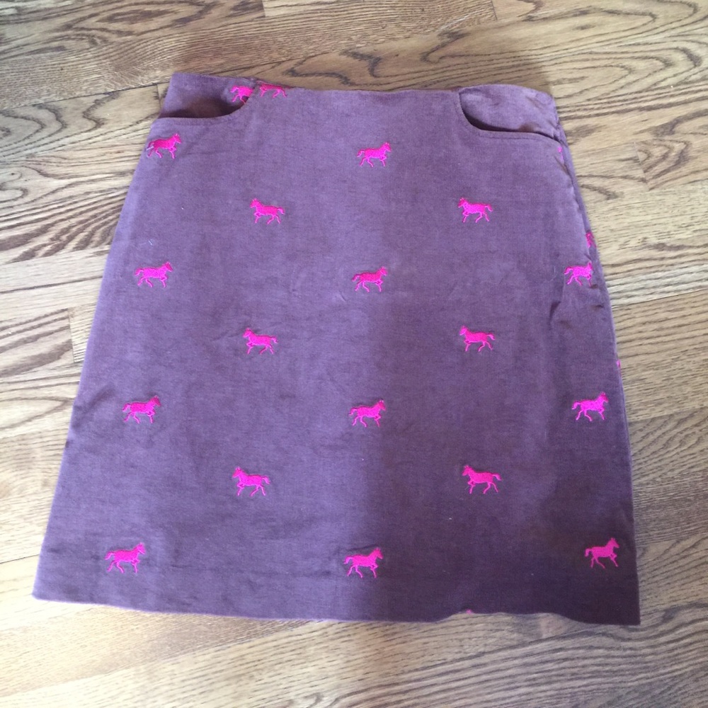 Lilly Pulitzer brown horse embroidered skirt