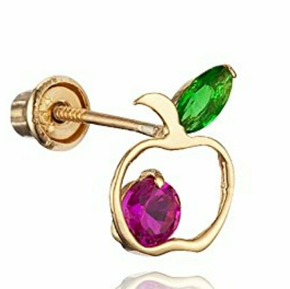 14k gold plated Apple teacher Earrings. - Picture 2 of 2