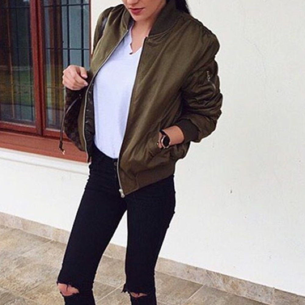 Olive Green Bomber Jacket