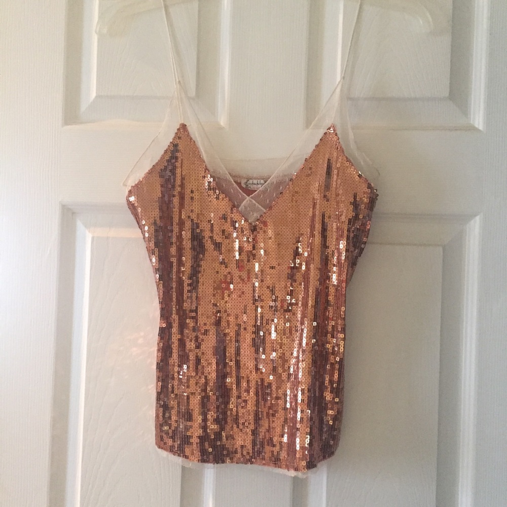 **NWT** Bronze Sequined Free People Top- XS