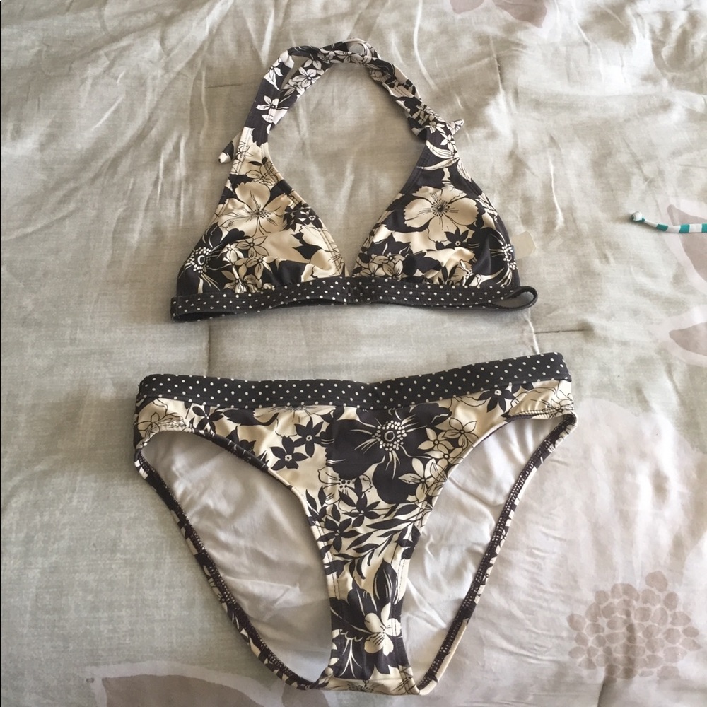 Flower and polka dot bikini