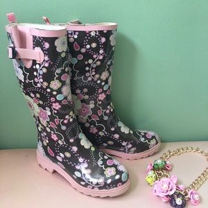 Cute Floral Rain Boots Sz Small
