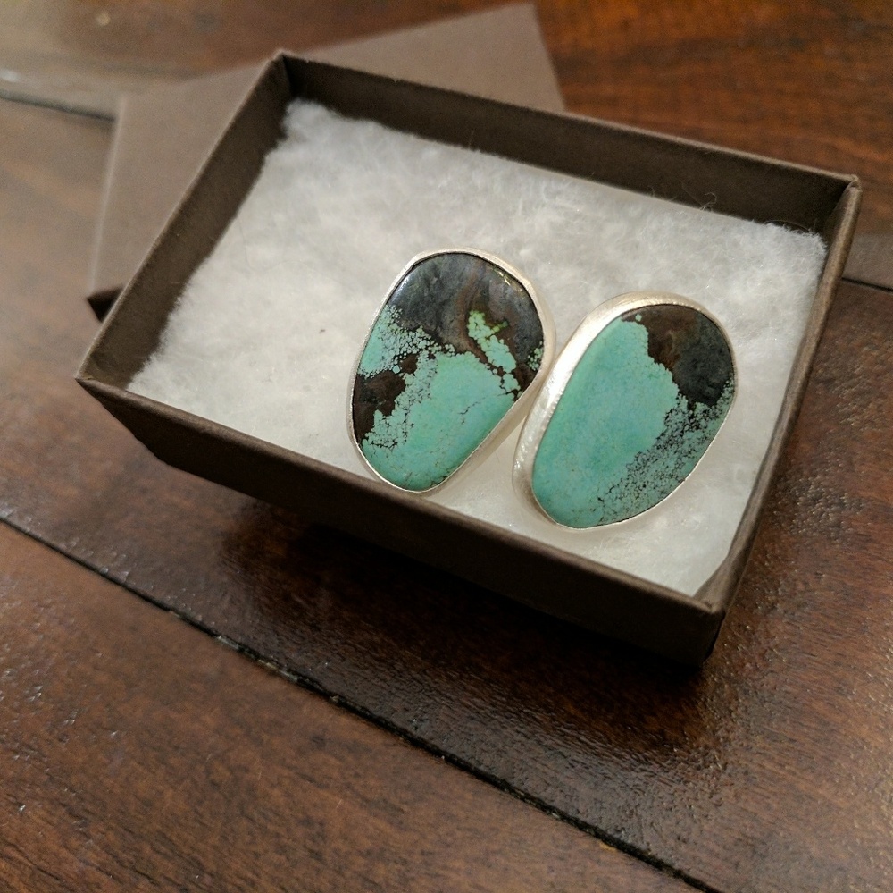 Genuine turquoise cabachon earrings