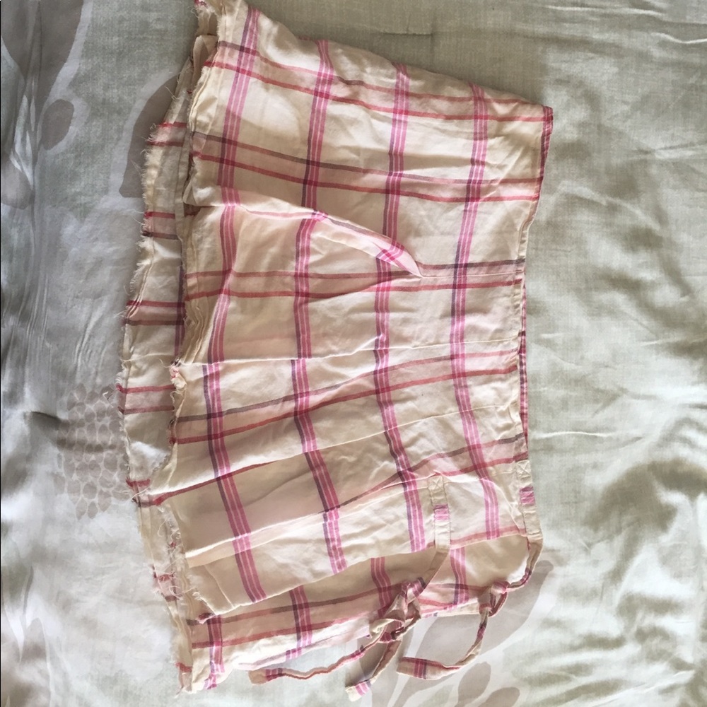 Pink plaid swim cover up skirt