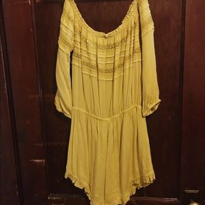 Off the shoulder burnt yellow romper