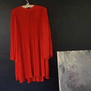Red pleated Zara Dress. size M.