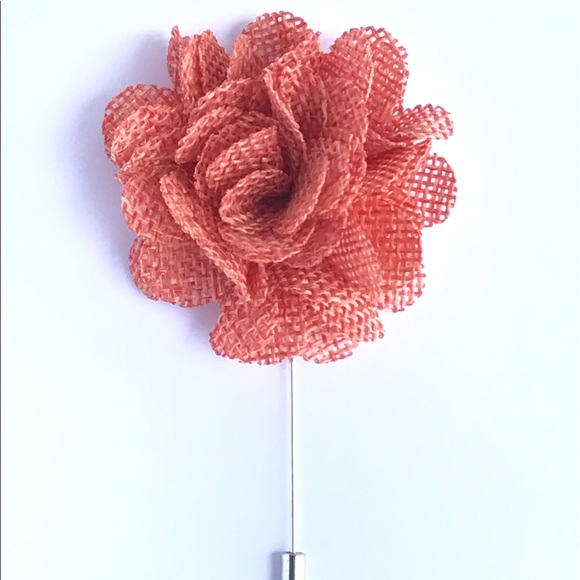 Melon Orange Hand Crafted Flower Lapel Pin - Picture 1 of 1