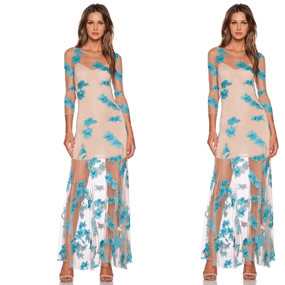 ISO For love and Lemons Aqua Lotus Maxi dress sz M