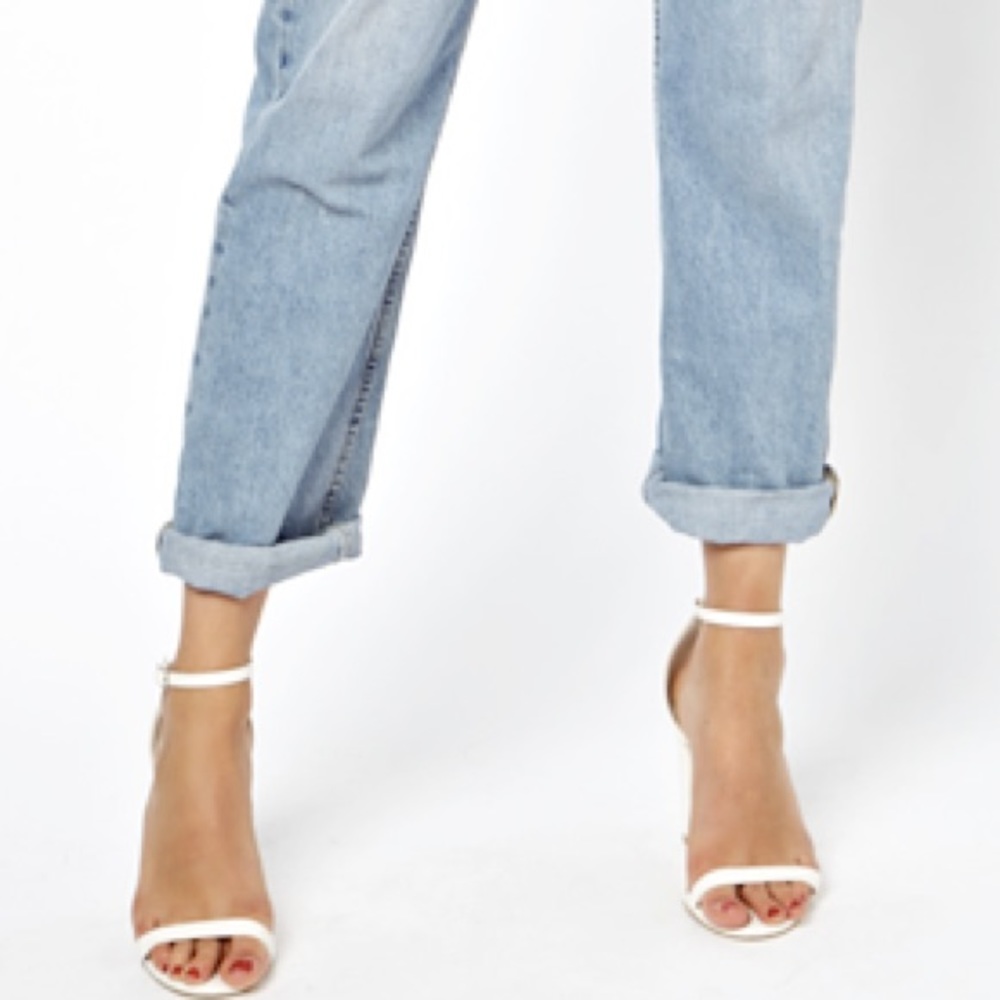 Zara white ankle strap heel