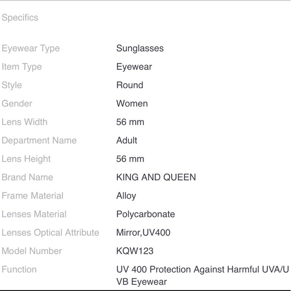 Oversized mirrored Sunny's (nwot) 🚫Firm🚫 - Picture 5 of 5