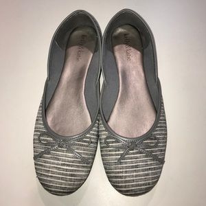 Grey striped ballet flats
