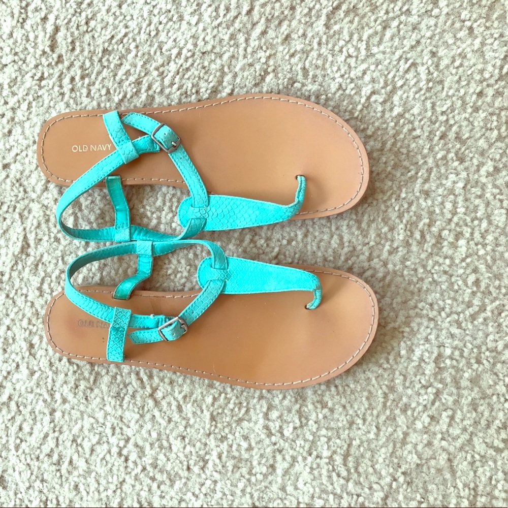 Old Navy mint green snake skin sandals