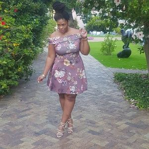 Size 12 Floral Print Bardot Skater Dress