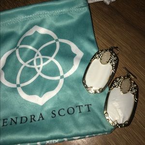 Kendra Scott white pearl Deva drop earrings