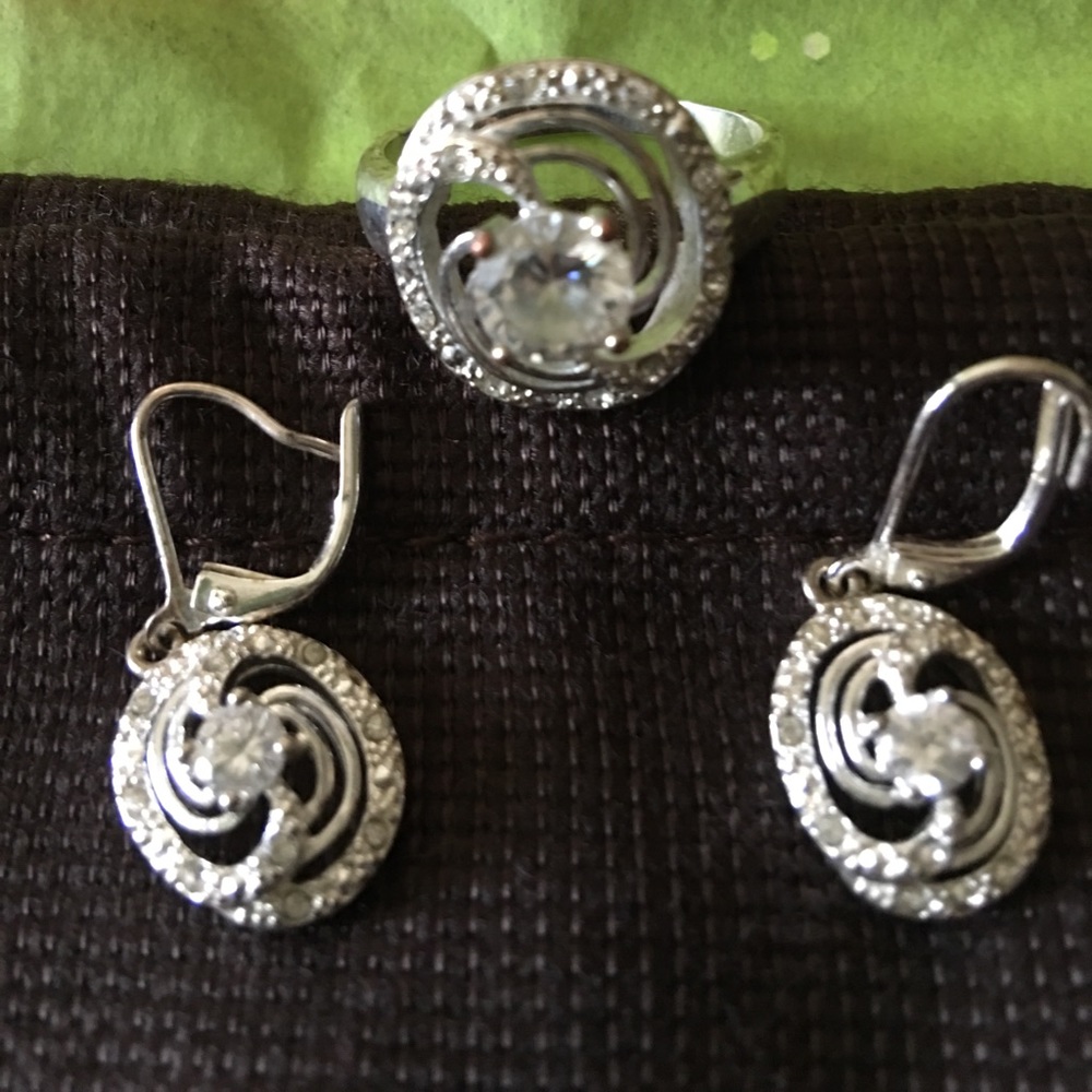 Silver earrings and a size 9 ring