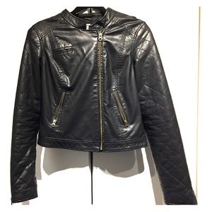 Free People black leather jacket Medium