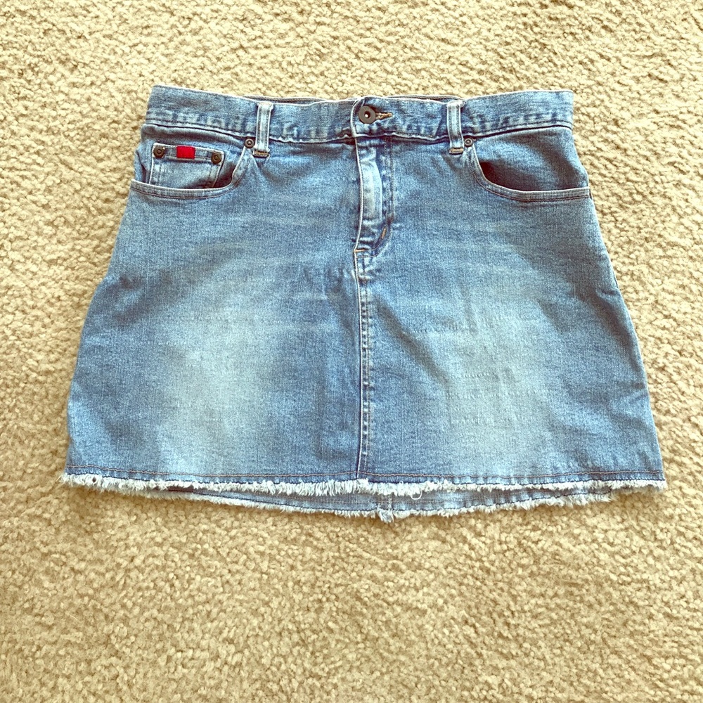 Jean mini skirt with back pocket detail