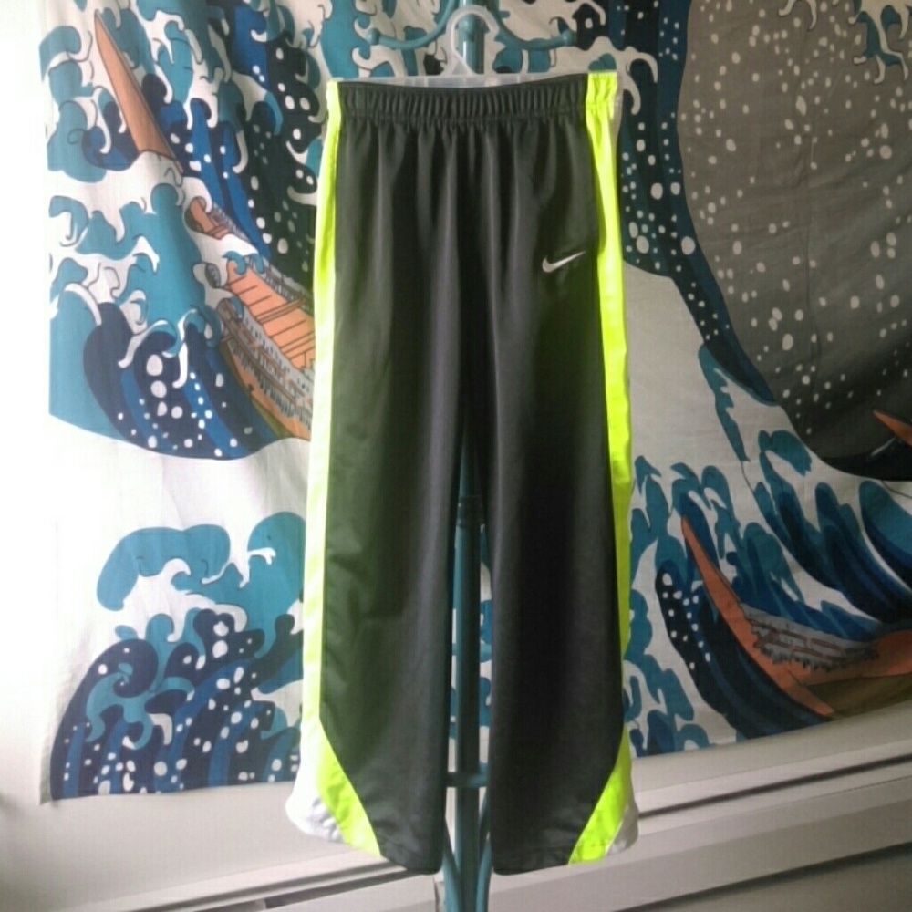 NIKE athletic sweatpants black neon yellow