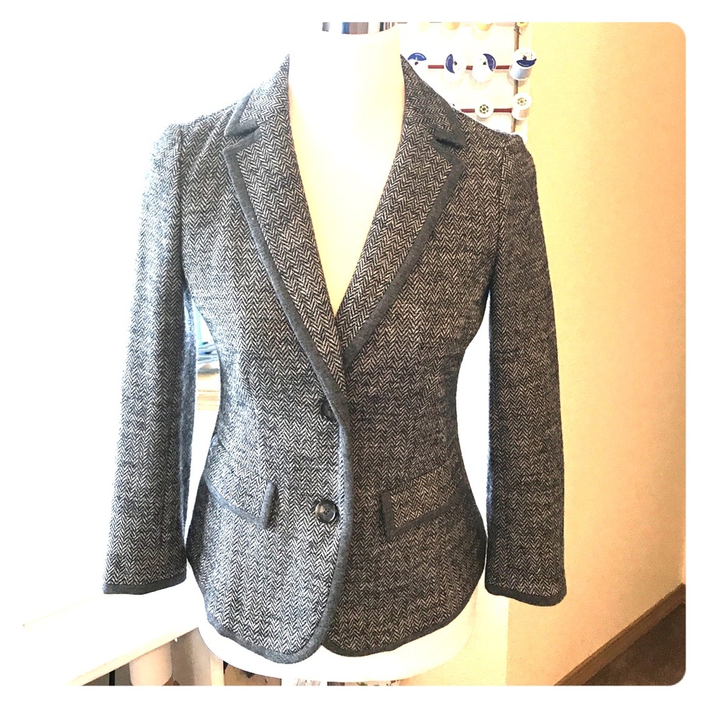 Ann Taylor Loft Blazer - herringbone grey