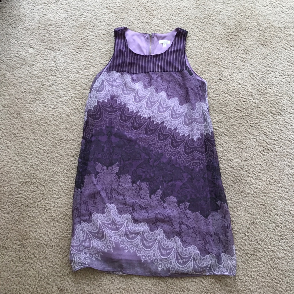 Patterned sheer purple dress