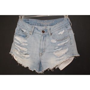 AEO High Rise Distressed Denim Shorts