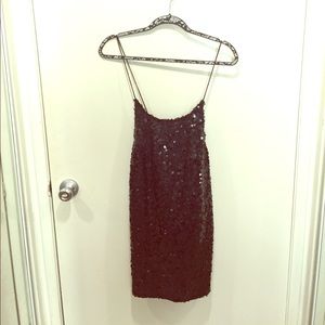 Low back sequin black slip dress